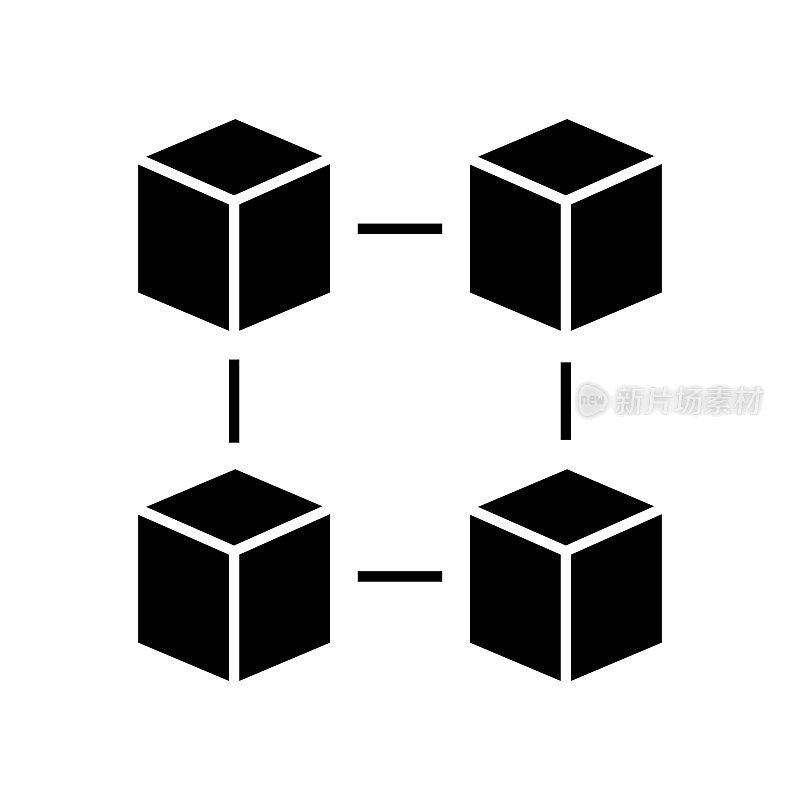 区块链图标固体样式。矢量图标设计元素的网页，移动应用程序，UI, UX设计